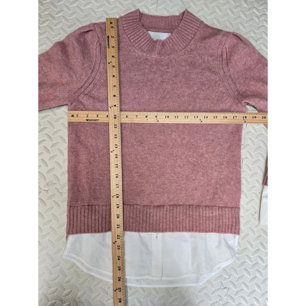 Brochu Walker Pink Wool Cashmere Layered Look Sweater Womens Medium Quiet Luxury